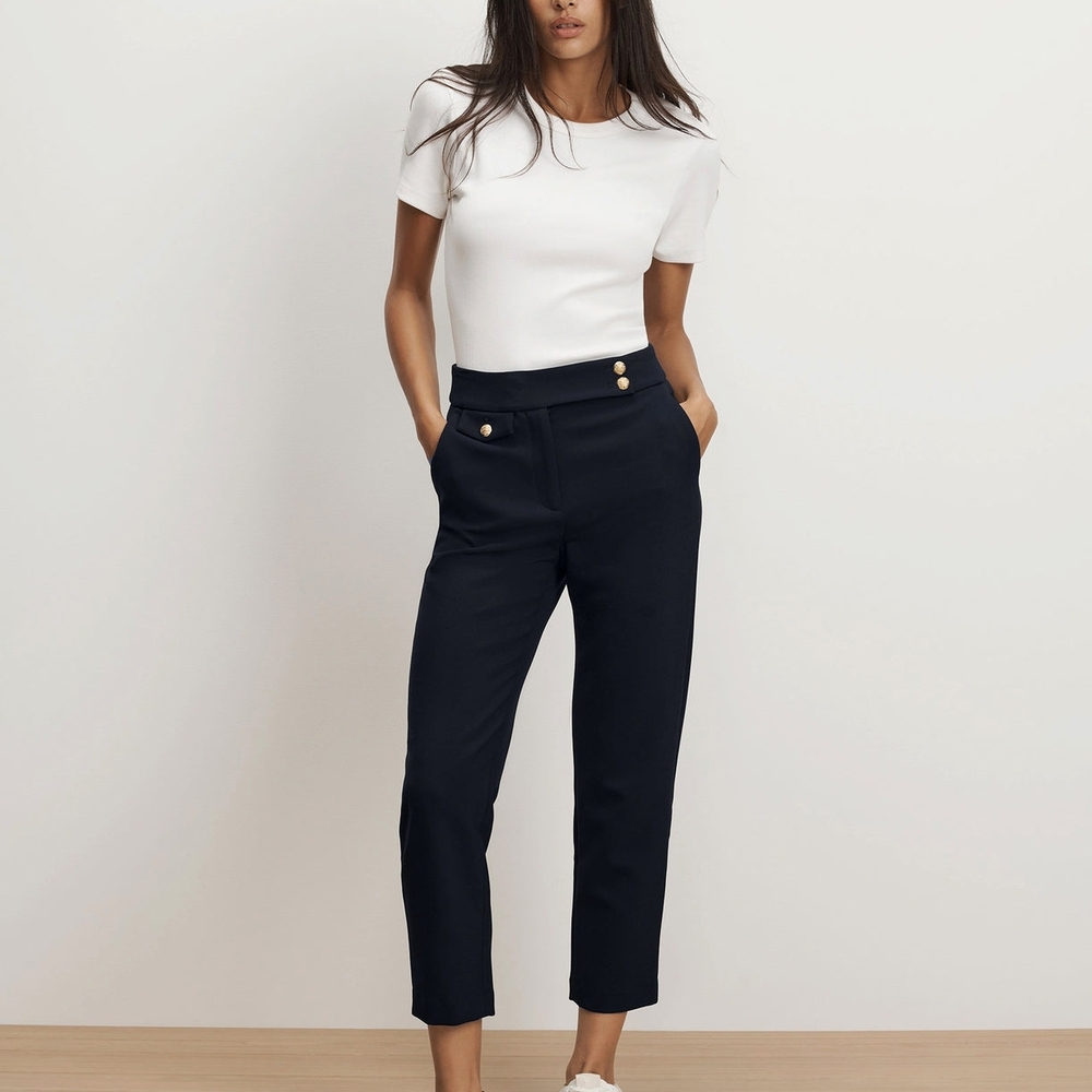 Women's Navy High-Waisted Pants